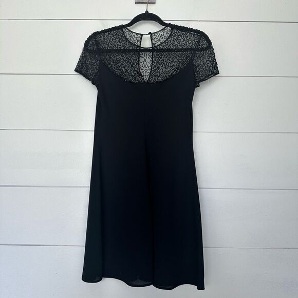 Laundry by Sheli Segal Women’s 6 Black Mesh Beaded Dress Whimsigoth Goth Mesh - Picture 2 of 5
